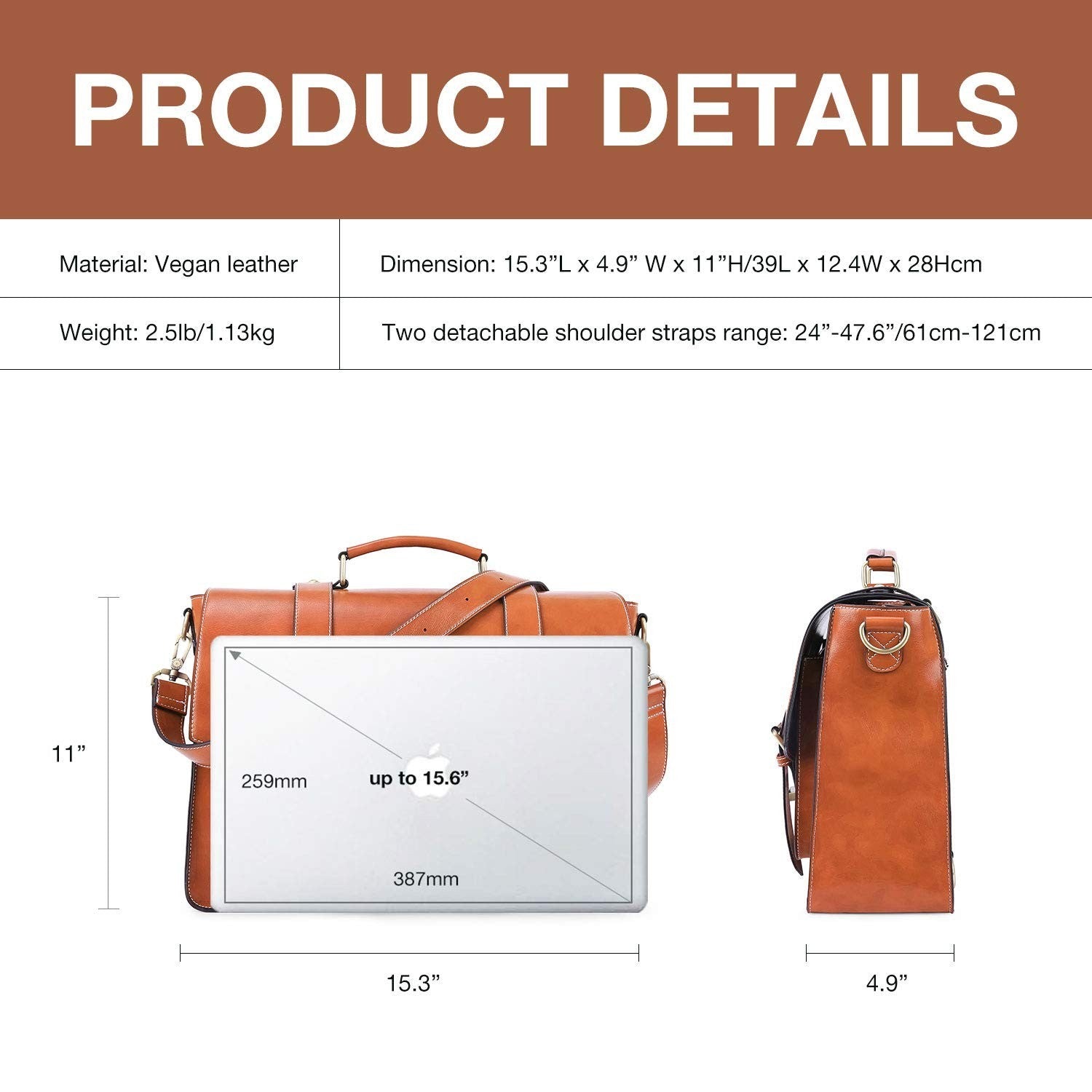 Stylish Vegan Leather Laptop Backpack & Briefcase for Women - Fits 15.6" Laptops5