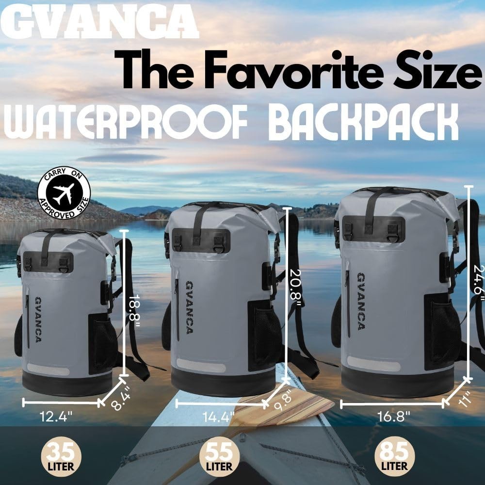 Waterproof 35L Roll Top Dry Backpack for Kayaking, Boating, Camping & Fishing3