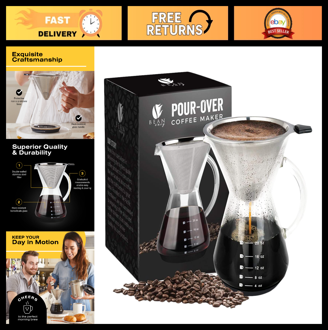 Optimized eBay Title:  "20 Oz Pour Over Coffee Maker - High-Heat Borosilicate G0