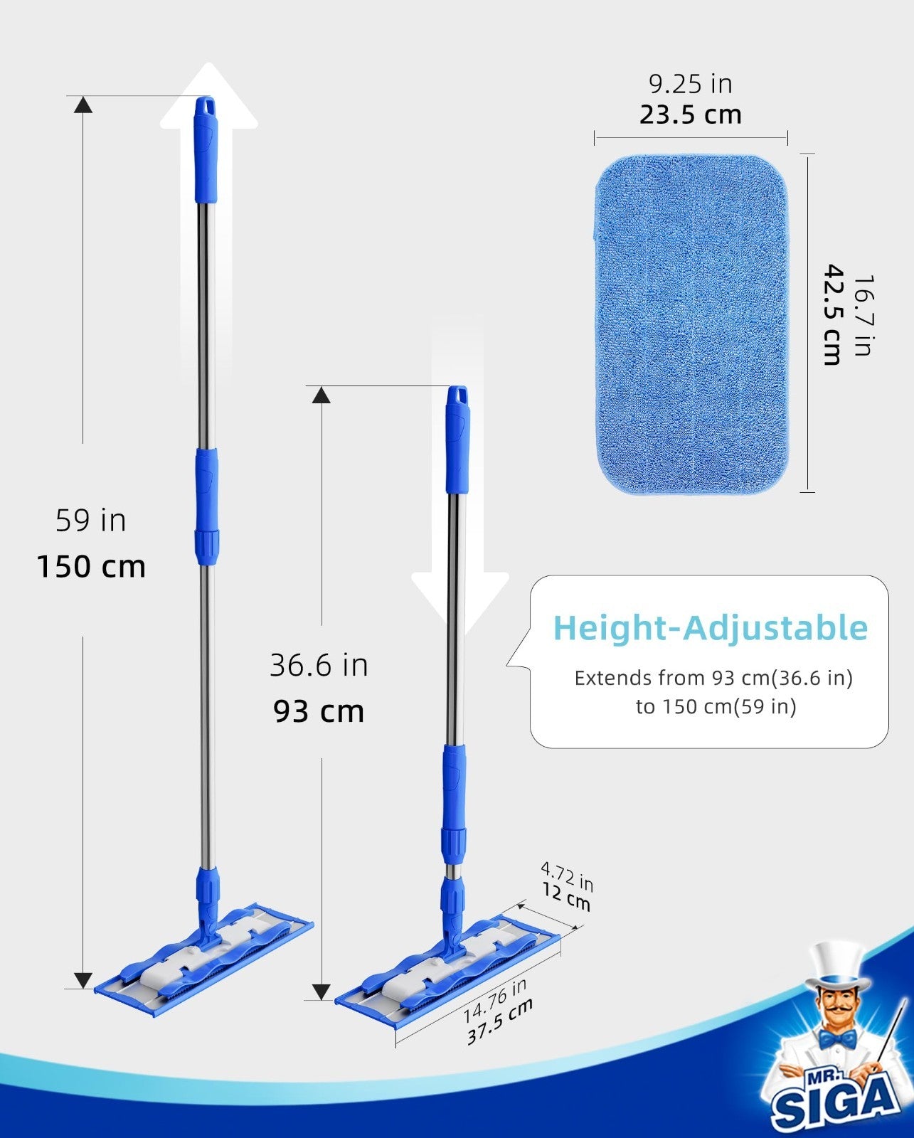 Professional Microfiber Mop for Hardwood & Laminate Floor Cleaning - Easy Use, S1