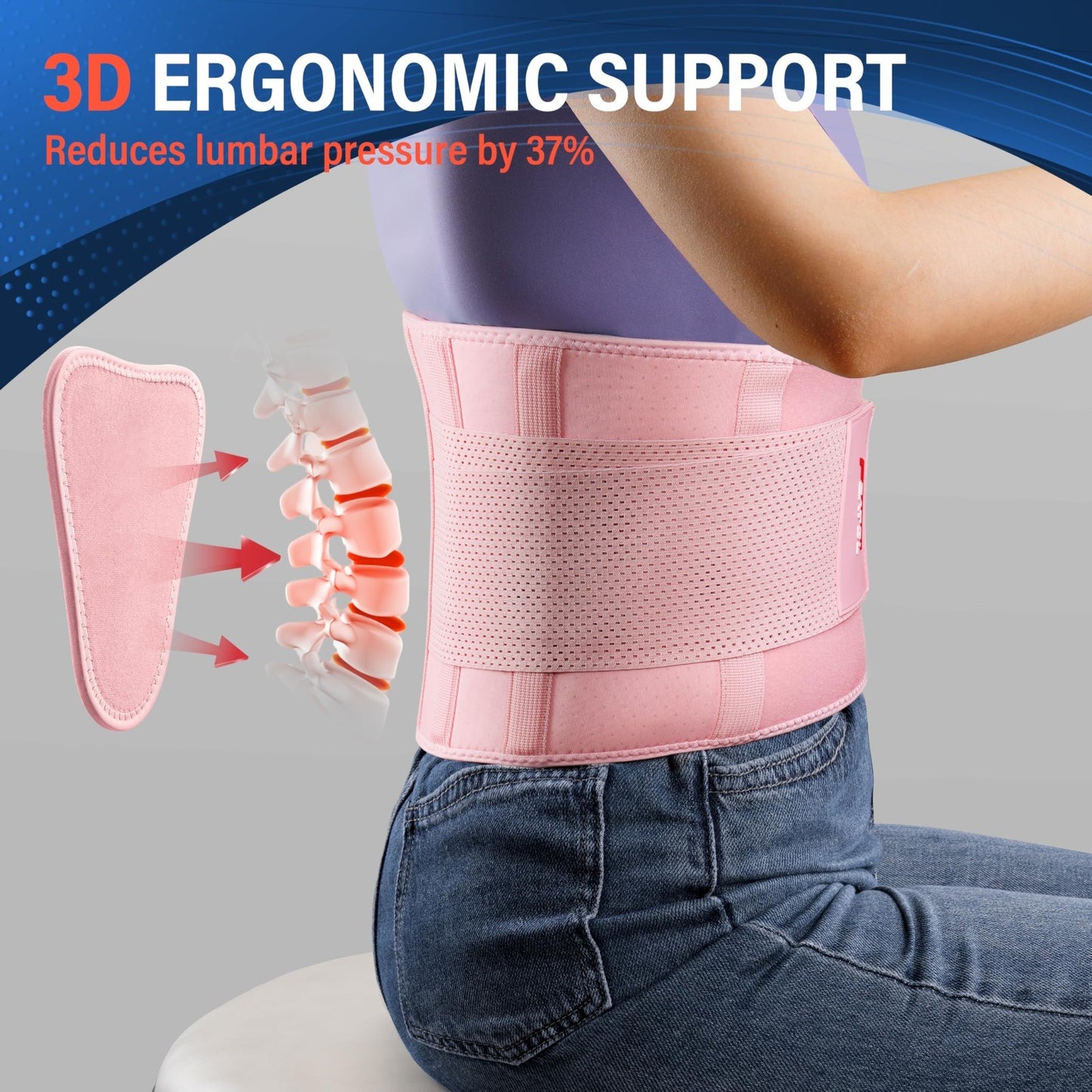Lower Back Pain Relief Brace, Breathable Support Belt for Heavy Lifting, L/XL2
