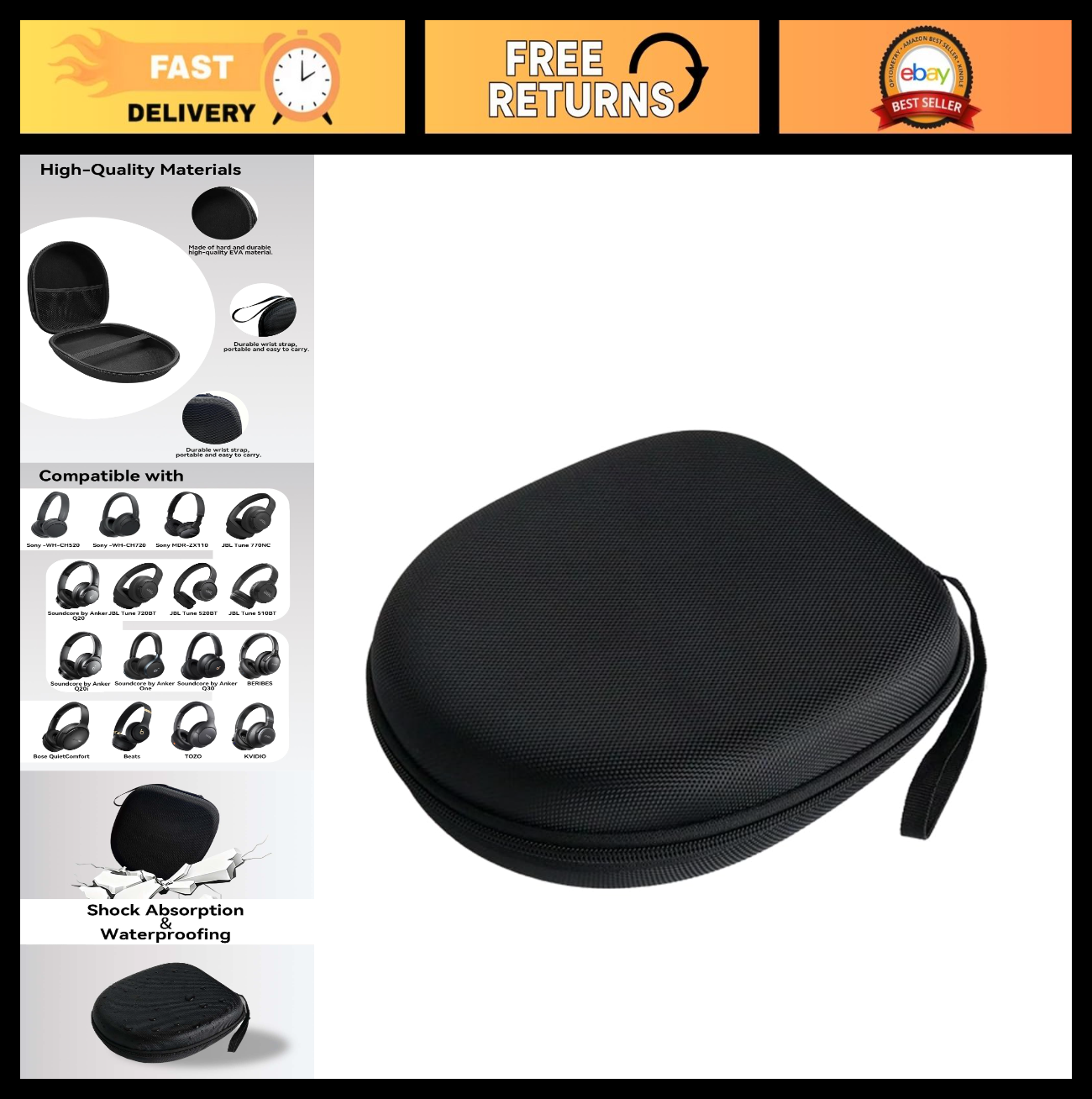 Over Ear Headphones Case for Sony, JBL, Soundcore, Skullcandy   Travel Storage B0