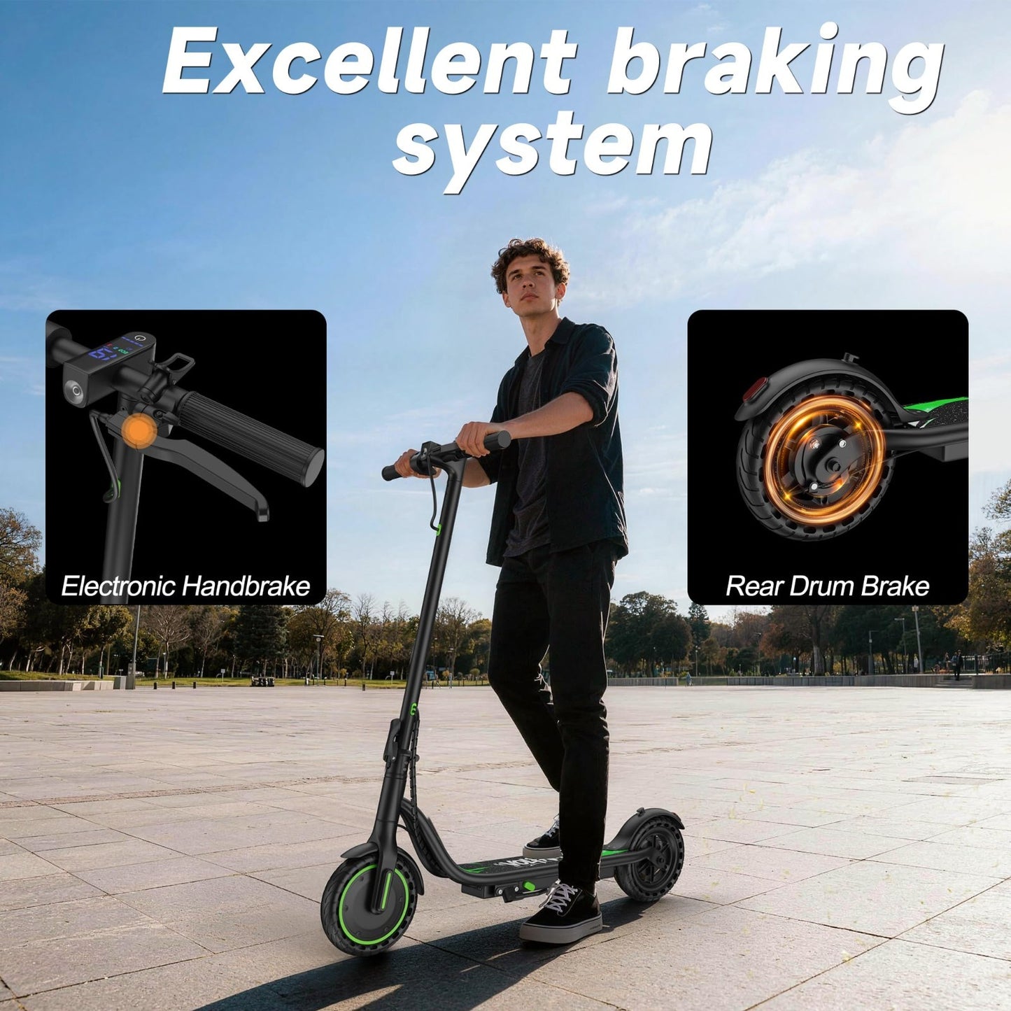 Powerful Electric Scooter 350W/500W Motor, 19MPH Speed, 21-28 Miles Range, Foldi5