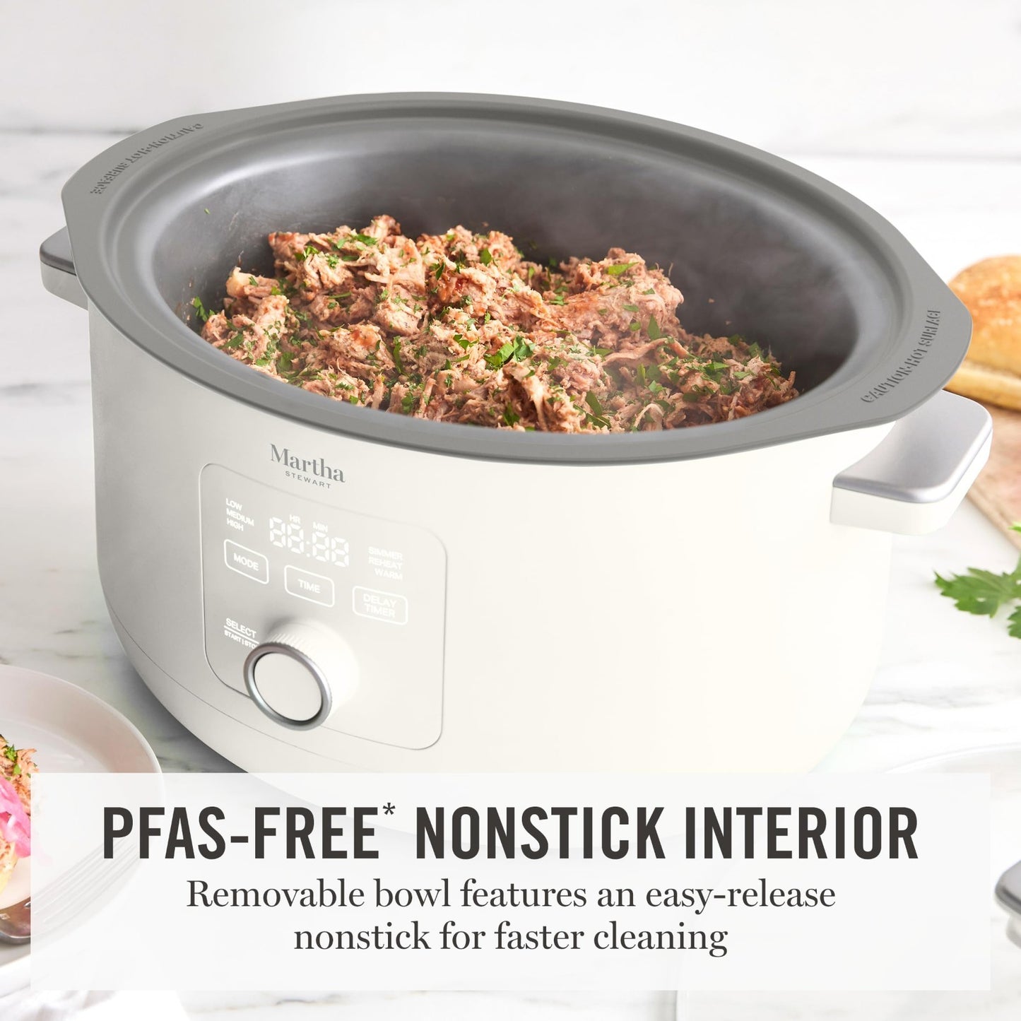 8 QT Programmable Slow Cooker with Timer, Nonstick Ceramic Crock, 3 Heat Setting6