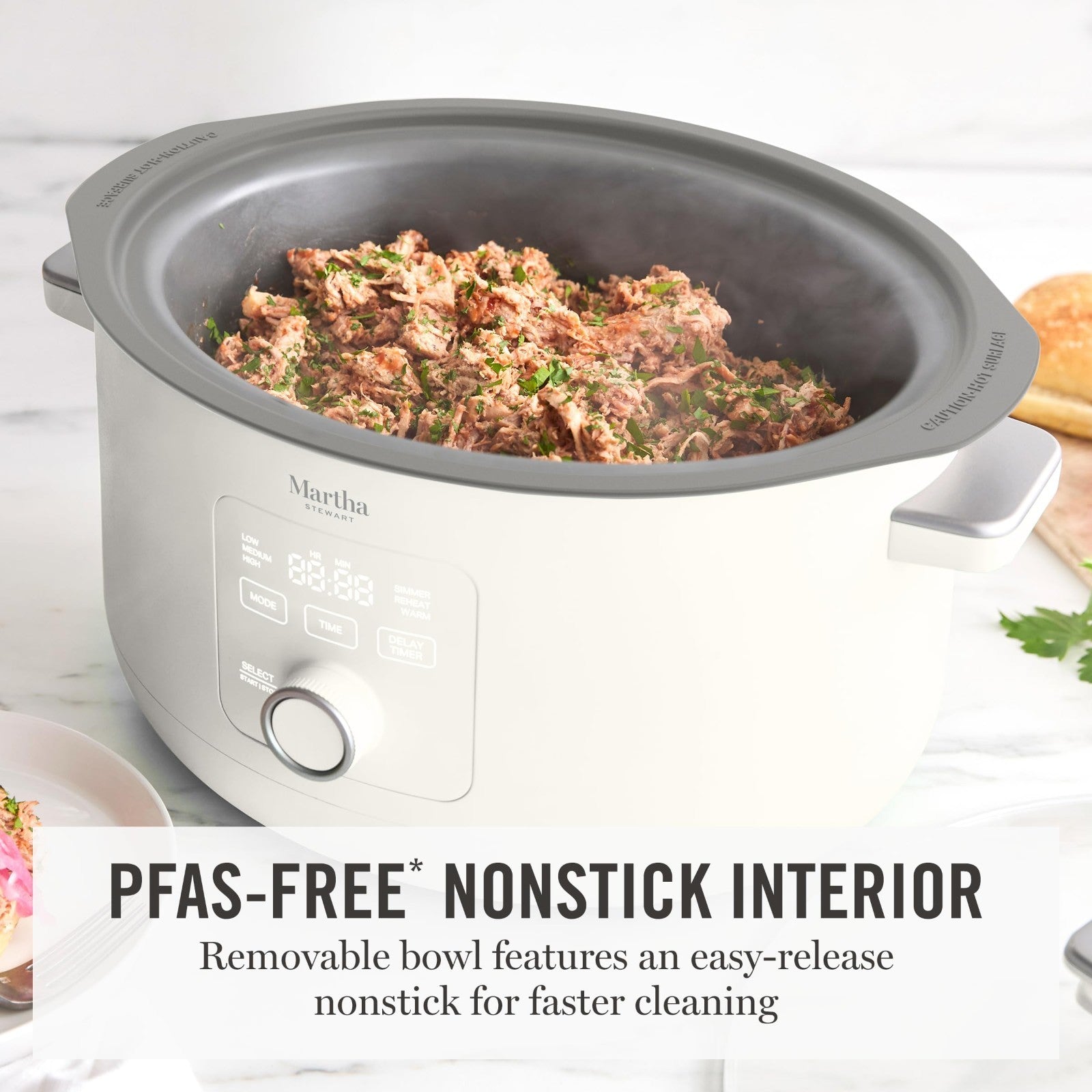 8 QT Programmable Slow Cooker with Timer, Nonstick Ceramic Crock, 3 Heat Setting6