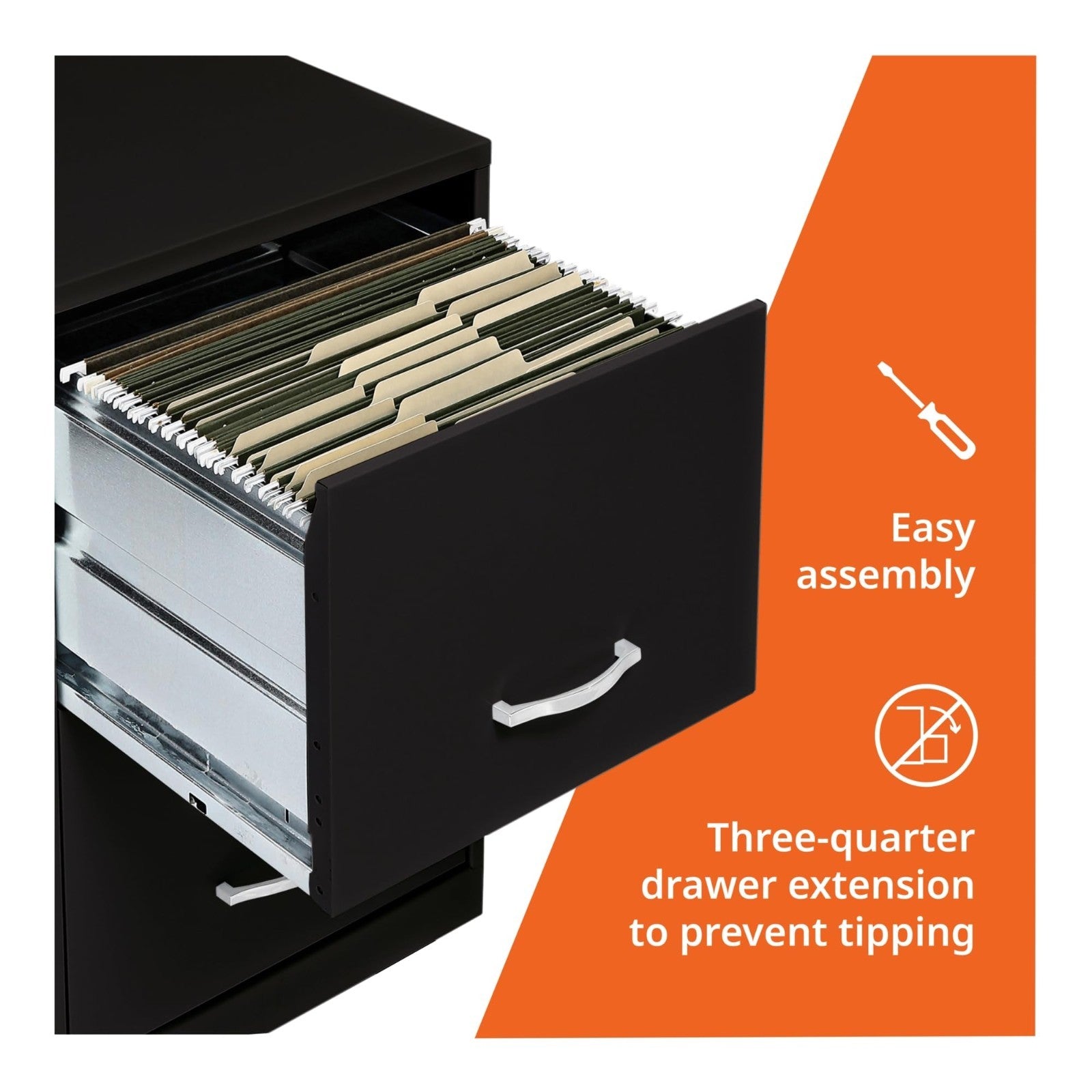 2 Drawer Locking Filing Cabinet   Pre Assembled Steel, Space Saving Design for H7