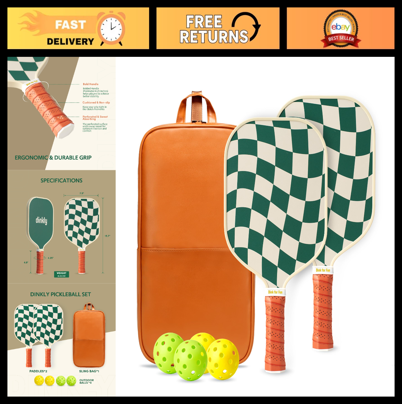 Pickleball Paddle Set of 2/4 - USAPA Approved, Graphite/Fiberglass, Includes Bal0