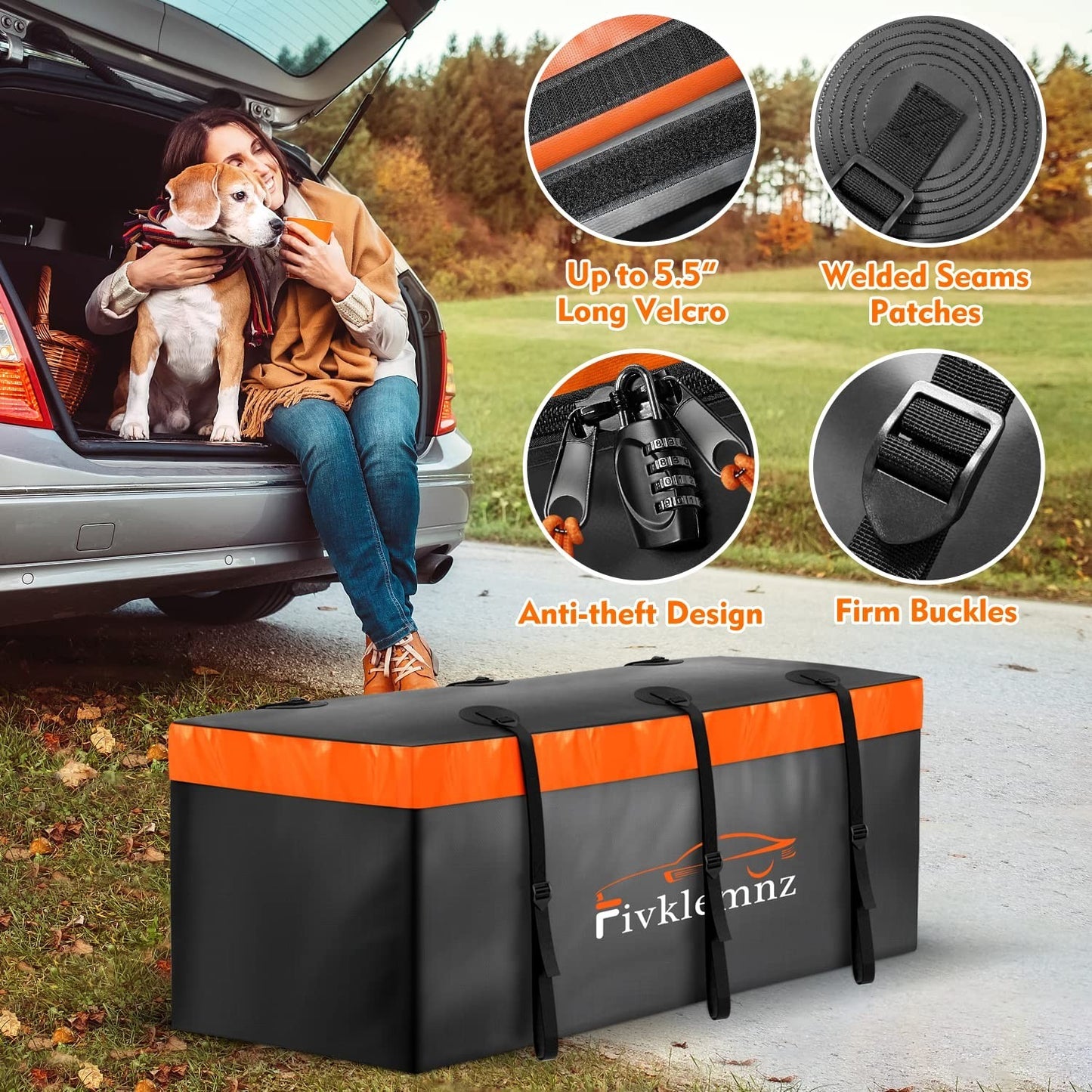 20 Cubic Waterproof Hitch Cargo Carrier Bag | Soft Luggage Bag with Straps & Loc6