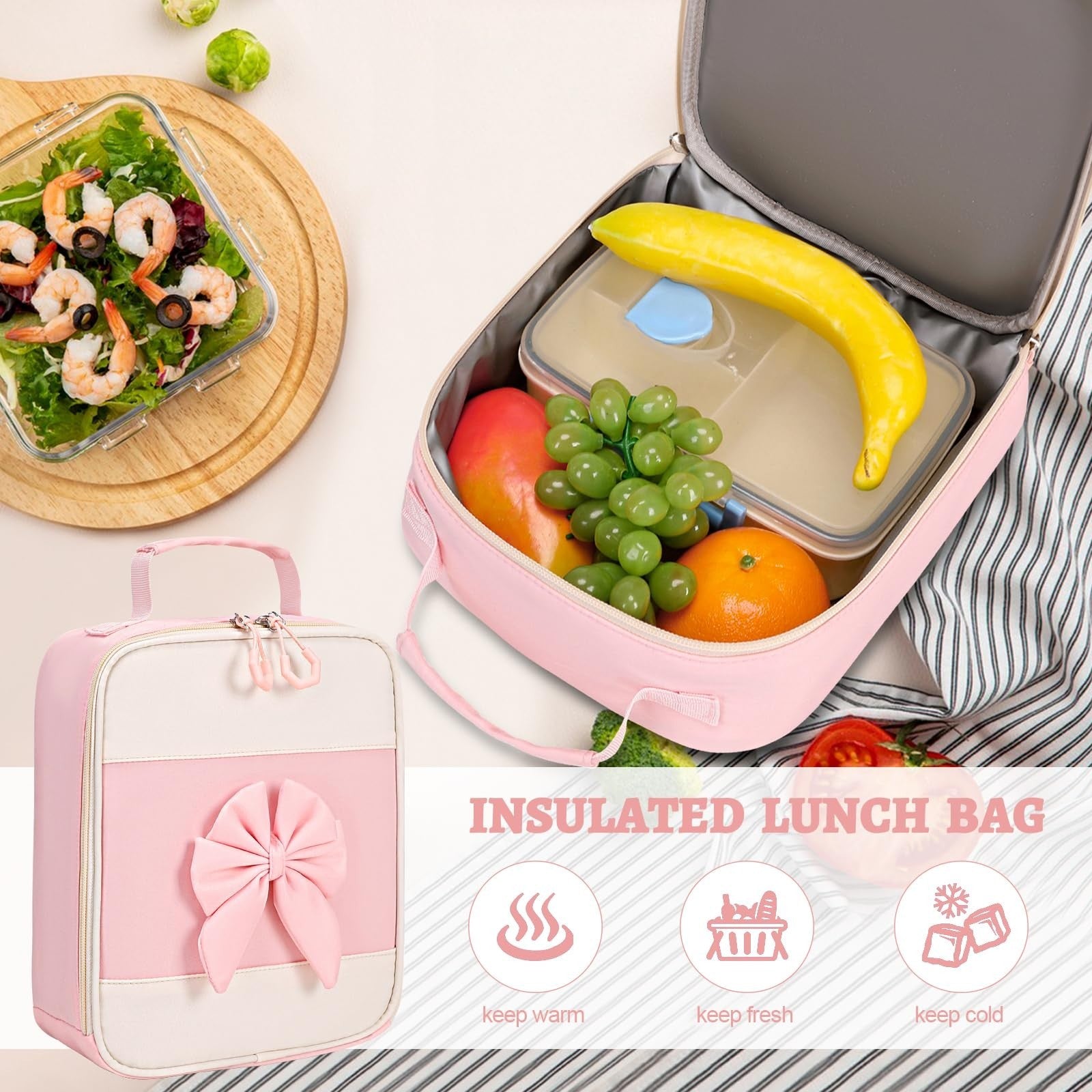 Cute Girls Backpack Set with Lunch Bag & Pencil Case   Stylish School Bag for Ki6