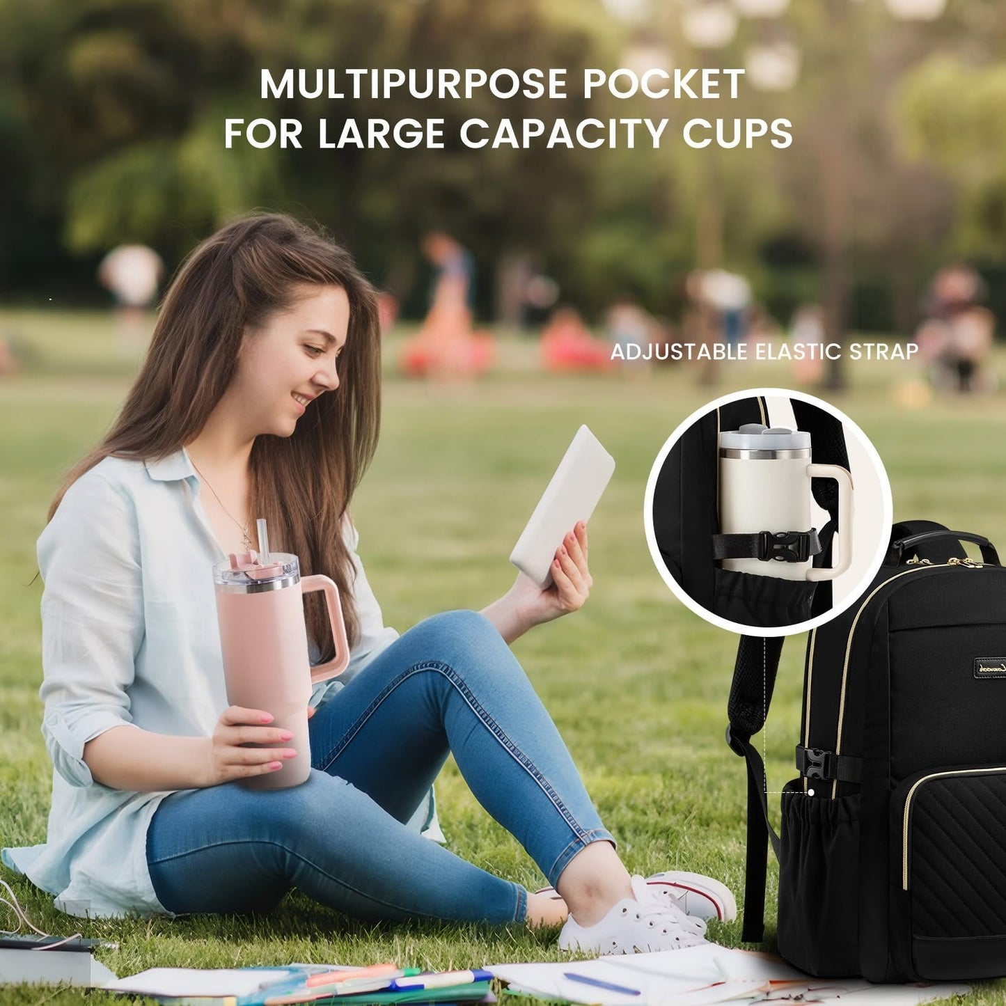 Stylish Waterproof Laptop Backpack for Women, 15.6" Large Capacity Travel Bag, P2