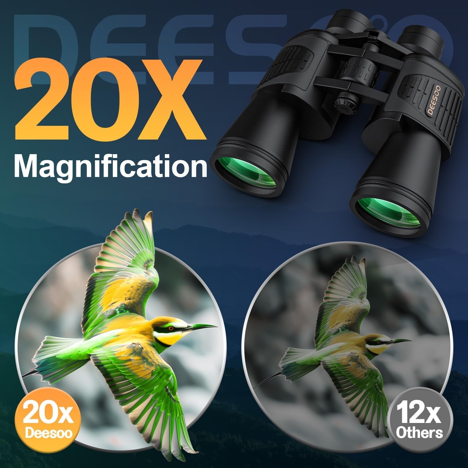 High-Powered 20x52 Binoculars - HD Low Light Vision for Bird Watching, Hunting &2