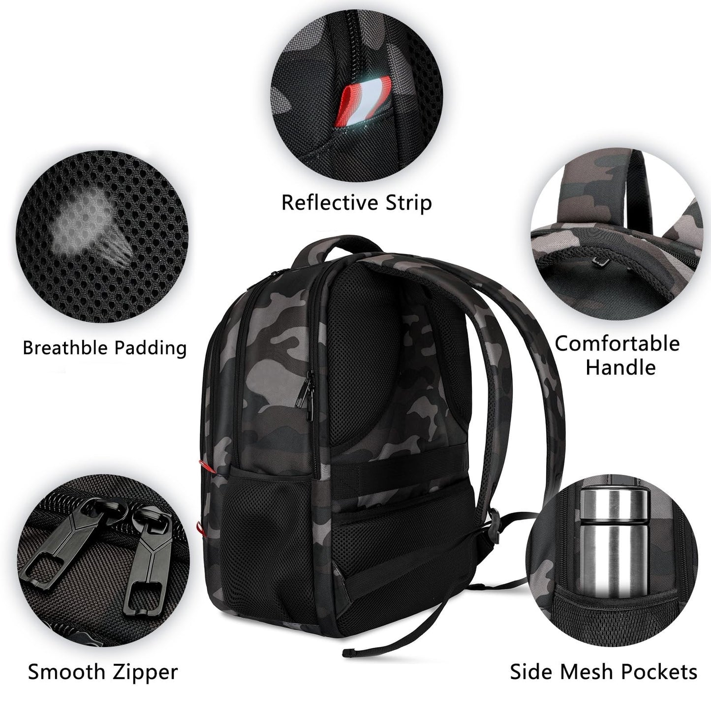 Anti Theft Laptop Backpack 15.6"   Travel, School, Work, Camo BookBag for Teens3