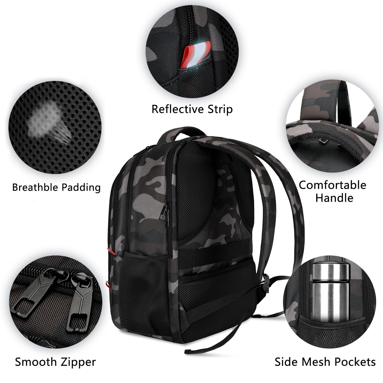 Anti Theft Laptop Backpack 15.6"   Travel, School, Work, Camo BookBag for Teens3