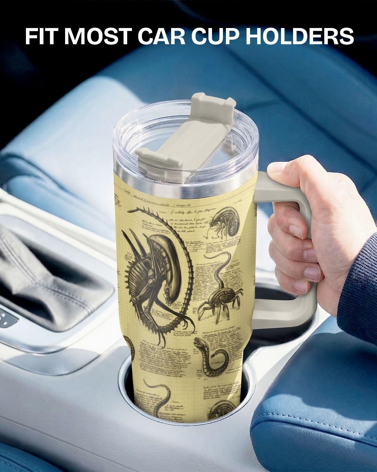 40oz Insulated Stainless Steel Tumbler with Handle & Straw   Horror Movie Gift5