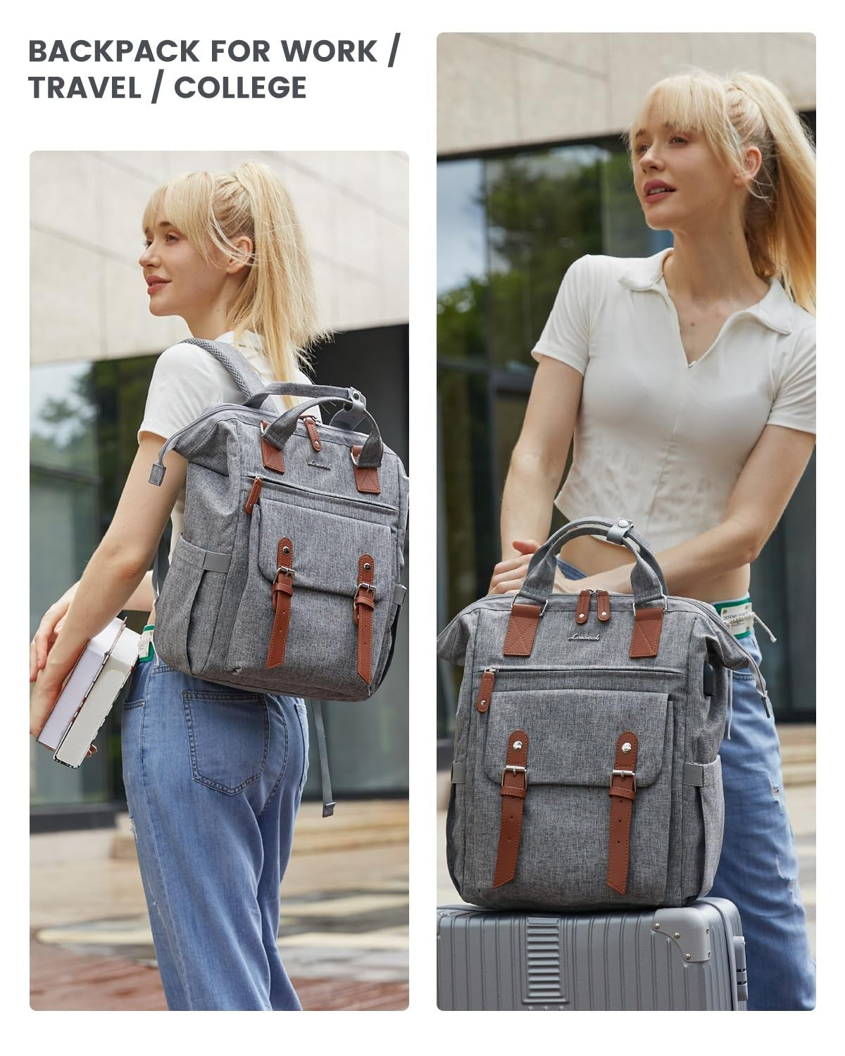 Stylish 15.6" Laptop Backpack for Women   Work, Travel, School, Casual Daypack,2