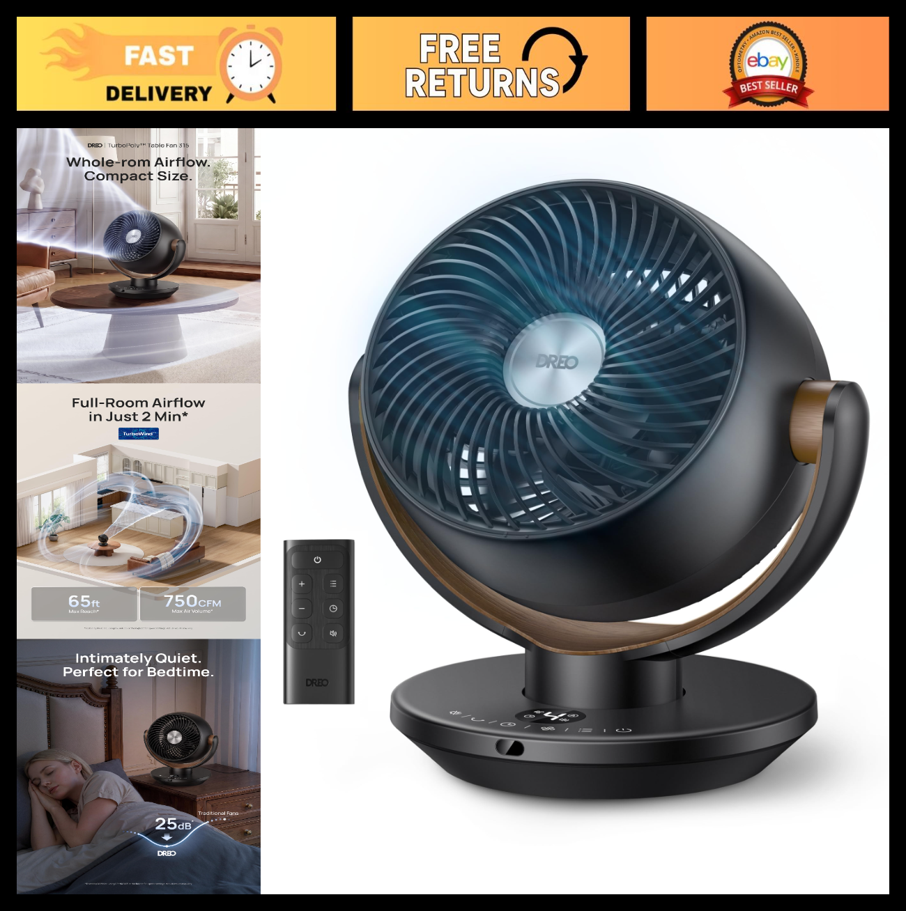 11" Desk Fan with Remote   4 Speed Oscillating Air Circulator, Quiet 25dB, 120°0