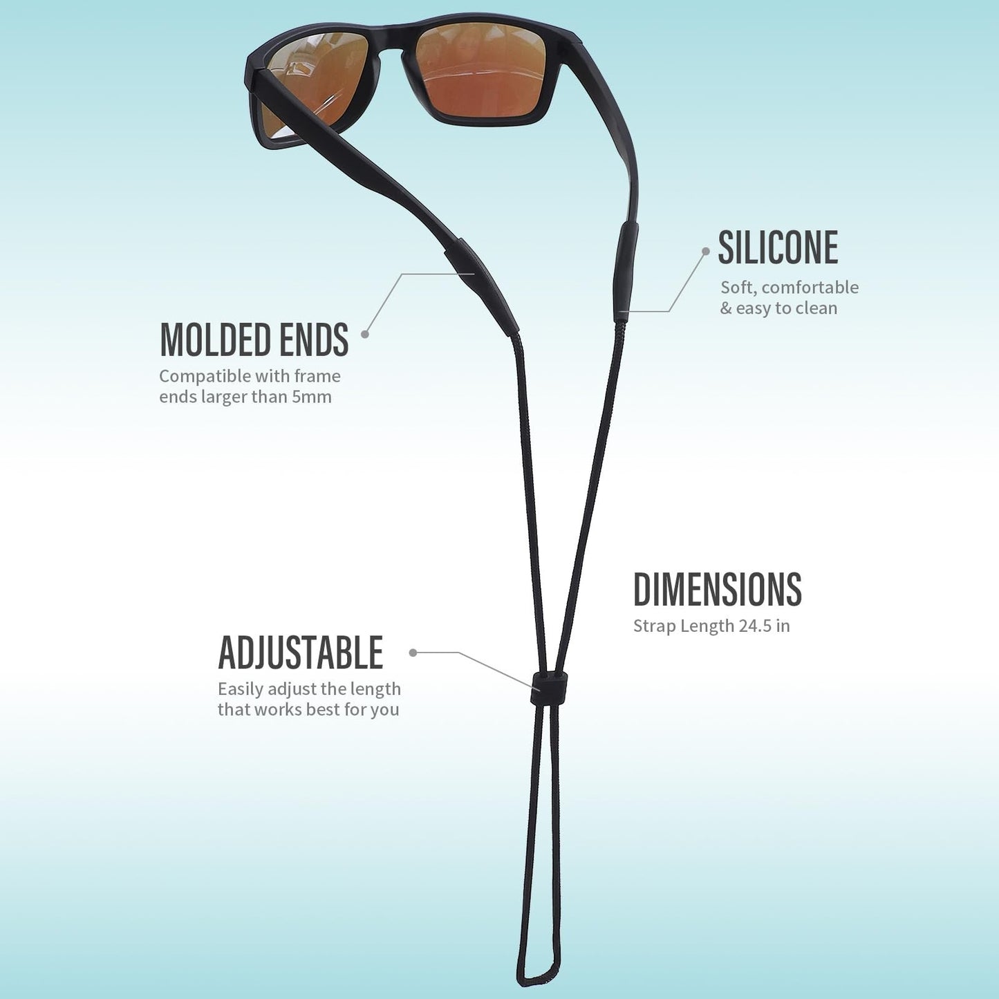 Eyewear Holder Strap - Sunglasses Cords for Men, Women & Kids - 4 PCS Black Lany5