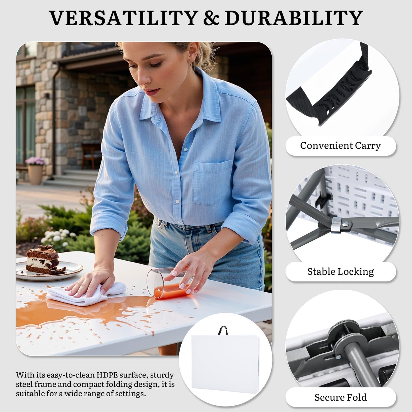 **Optimized eBay Title:**  Portable 6ft Heavy-Duty Folding Table with Handle -5
