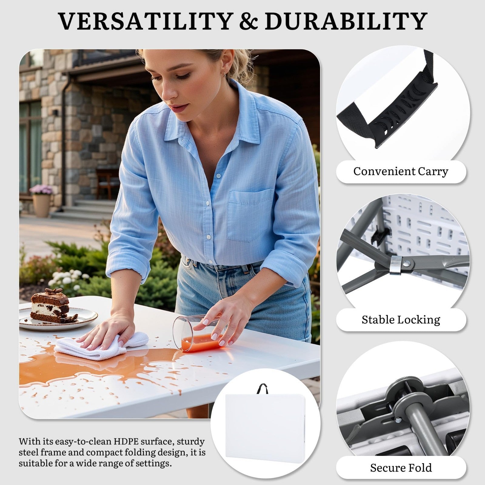 **Optimized eBay Title:**  Portable 6ft Heavy-Duty Folding Table with Handle -5