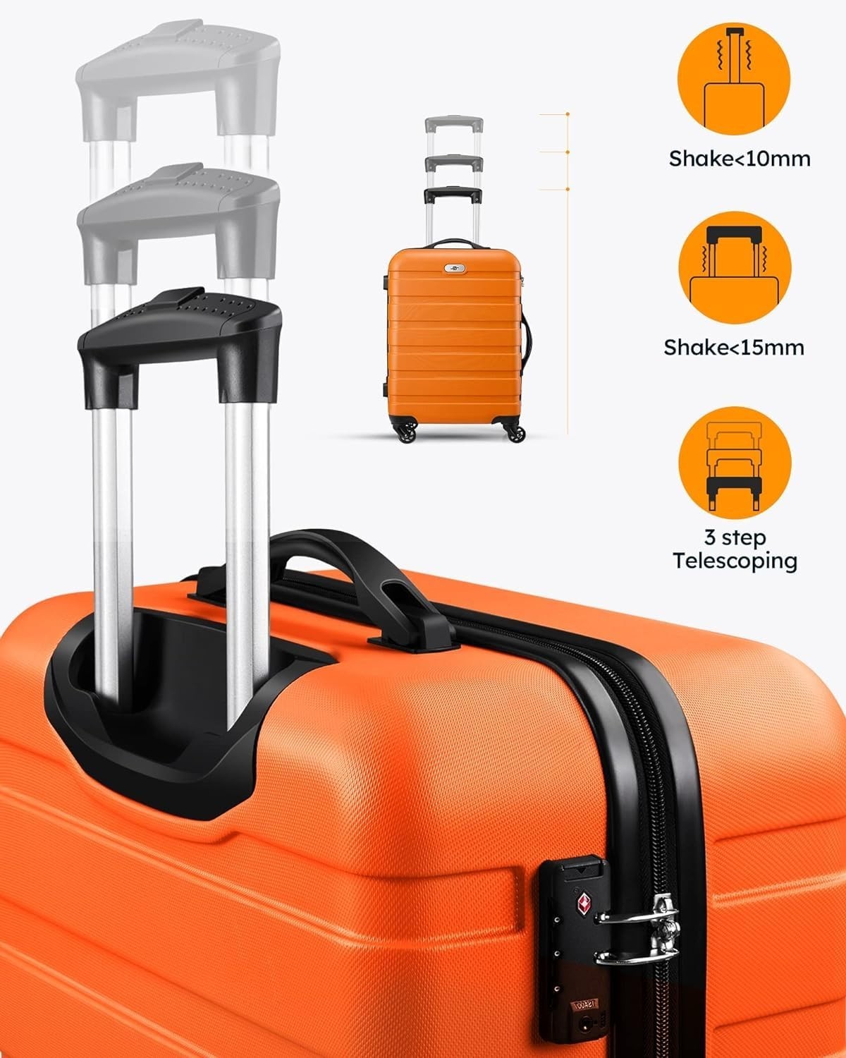 2-Piece Hard Shell Luggage Set with Spinner Wheels, 20" Carry-On & 28" Suitcase,5
