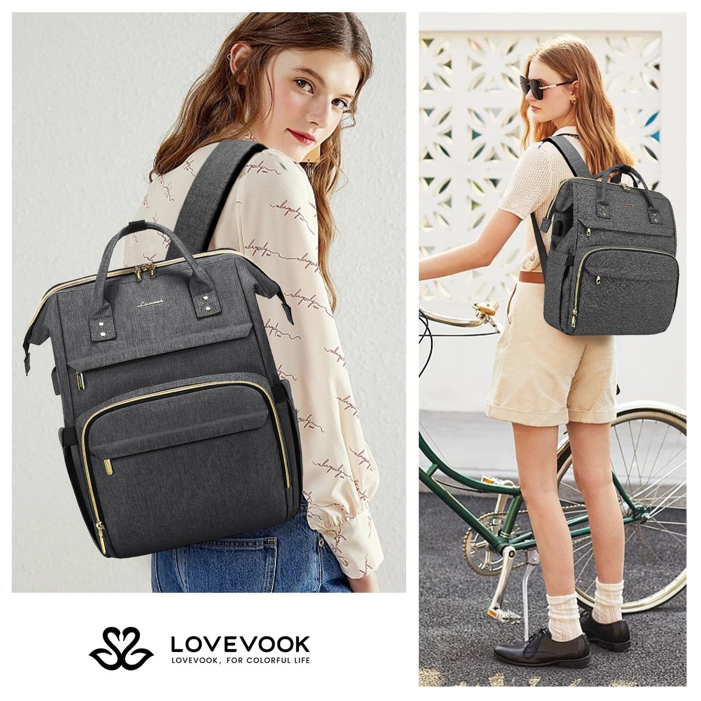 Stylish 17" Laptop Backpack for Women   Waterproof Travel Bag with USB Port, Ide2
