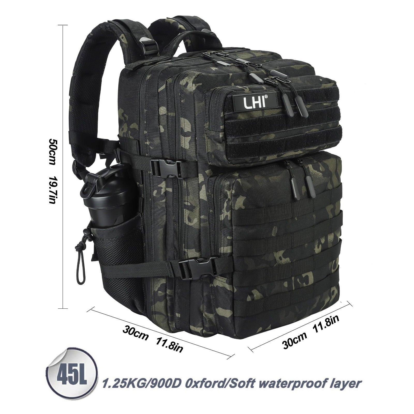 45L Military Tactical Backpack   Army Assault Pack, Molle Rucksack, Olive Green3