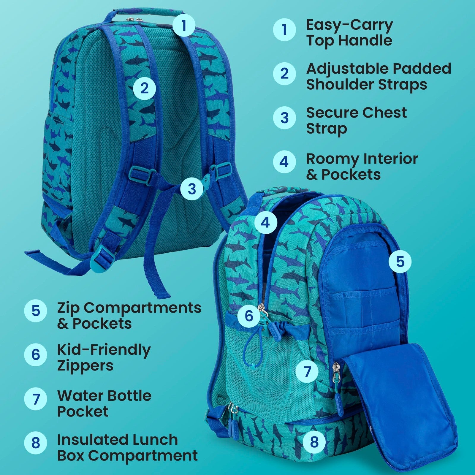 Kids 2 in 1 Backpack & Insulated Lunch Bag Set with Padded Straps for School5