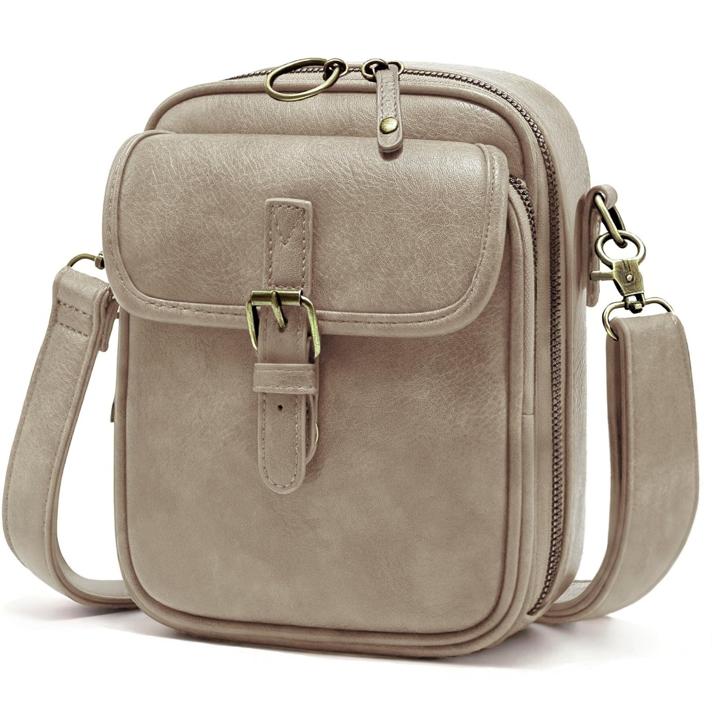 Vegan Leather Crossbody Bag for Women - Vintage Anti-Theft Messenger Purse with1