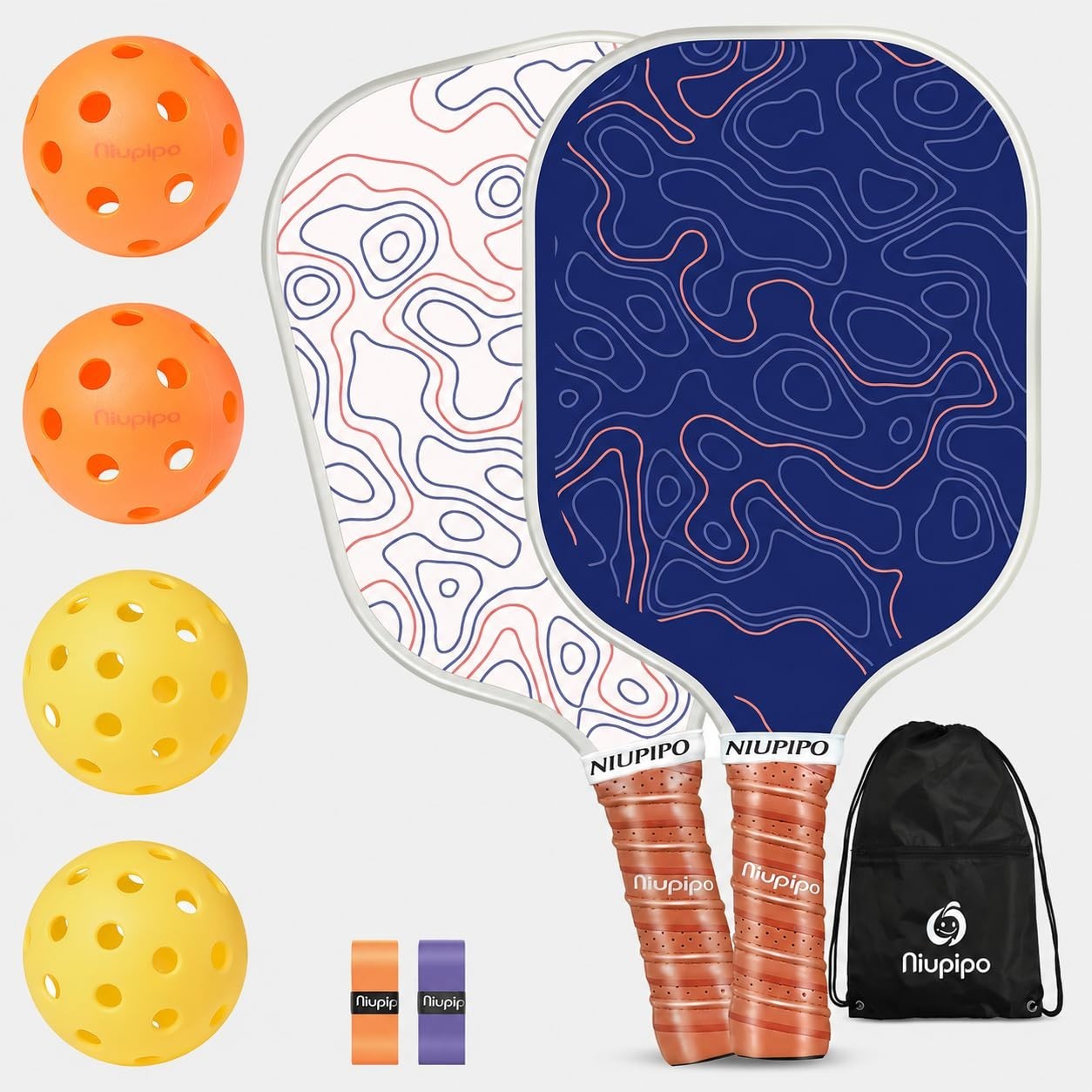 Pickleball Paddle Set of 2 or 4, USAPA Approved Fiberglass, Lightweight with Bal1