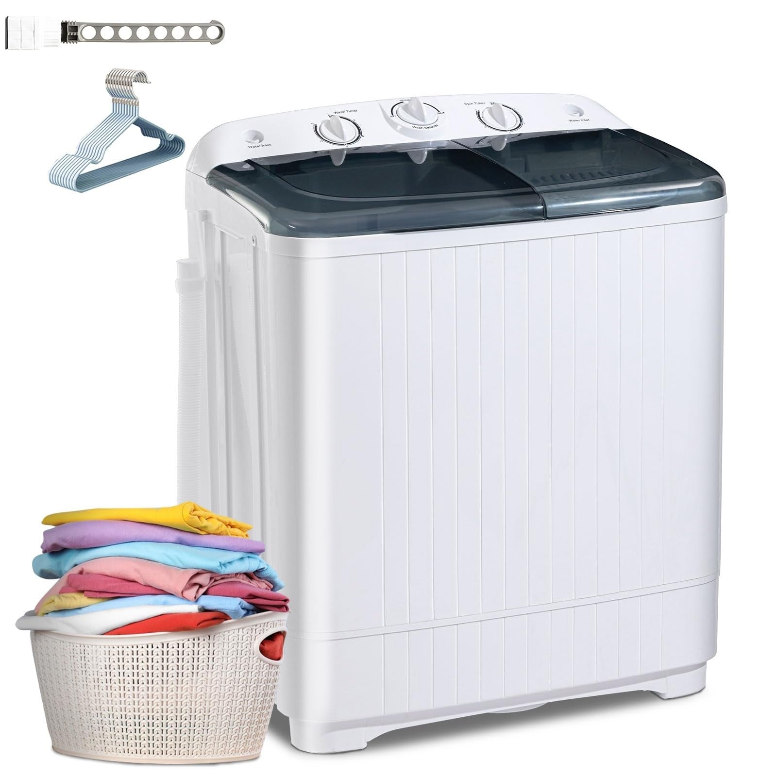 Portable Twin Tub Washing Machine 22 lbs with Drying Rack, Mini Compact Laundry1