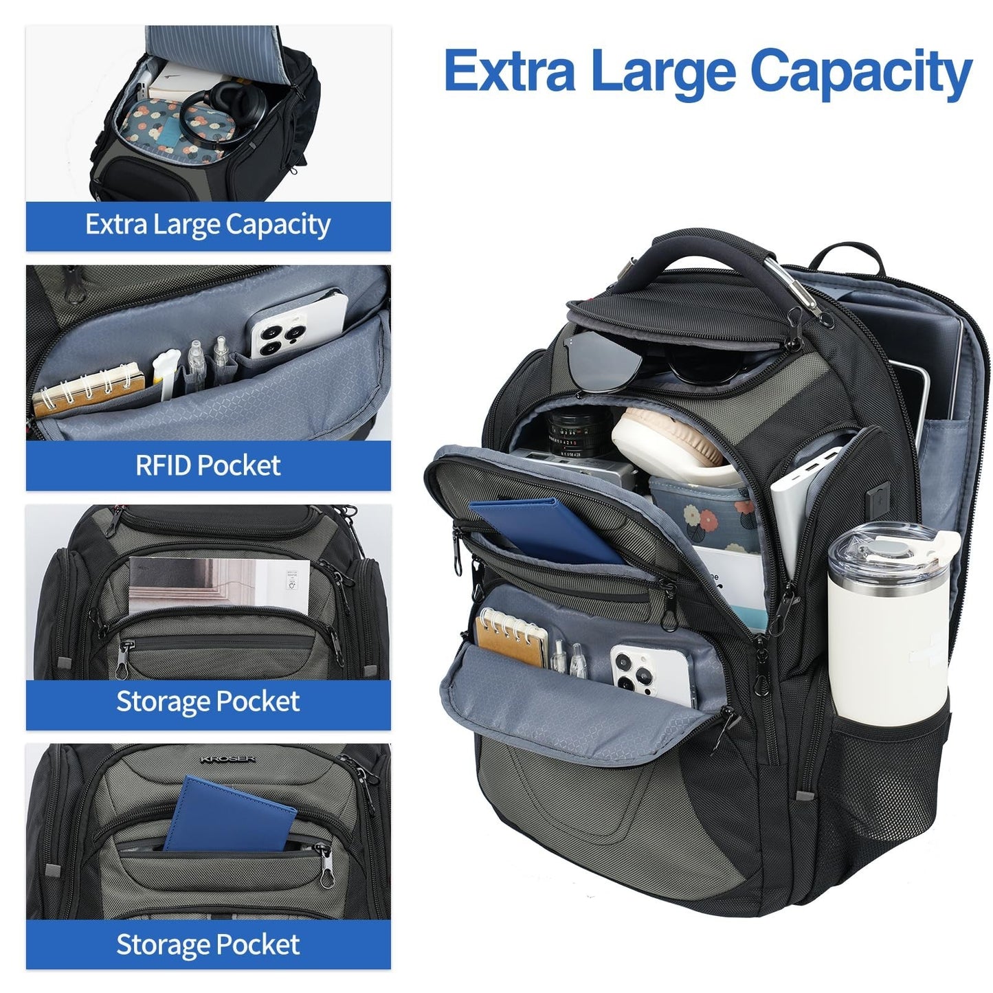XXXL Travel Laptop Backpack 18.4 Inch, Waterproof Computer Bag for Men & Women3