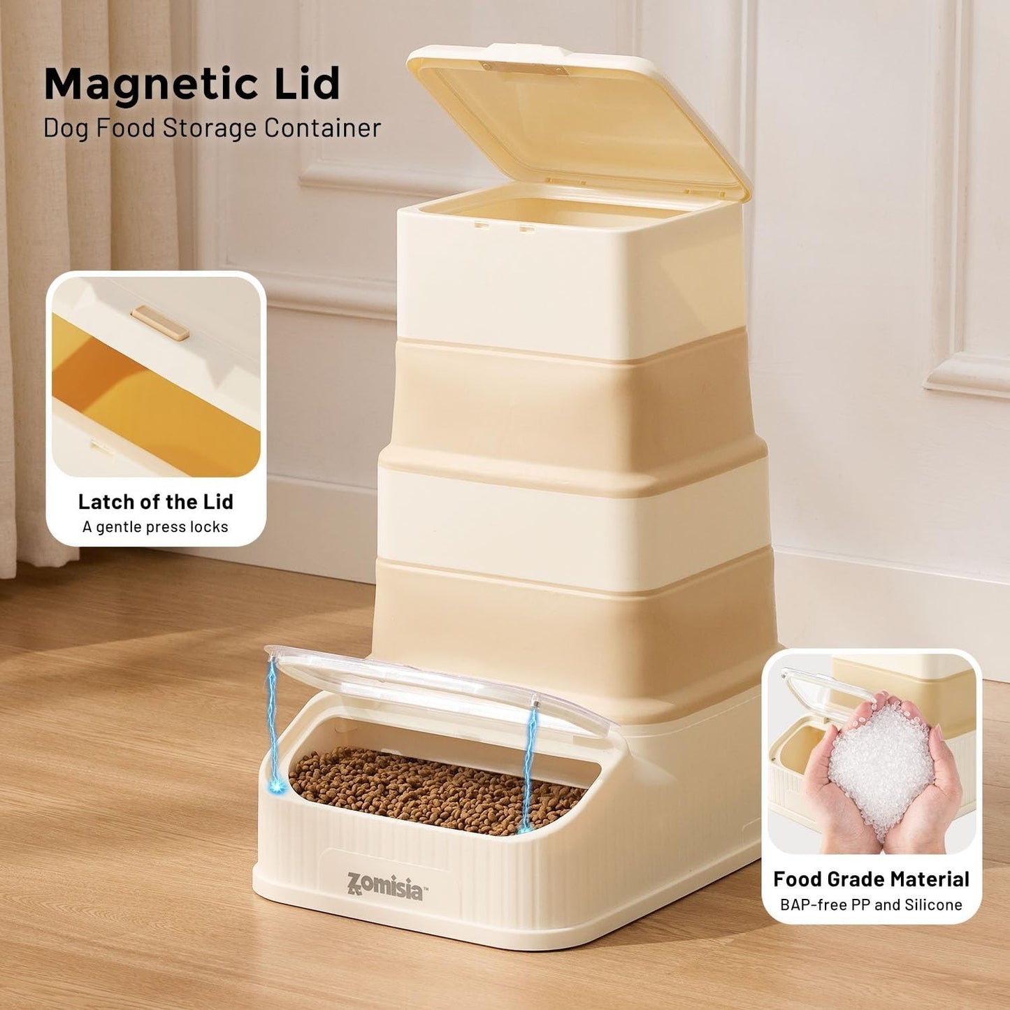 Collapsible Dog Food Storage Container 30 40lbs, FIFO Design, Airtight & Durable3