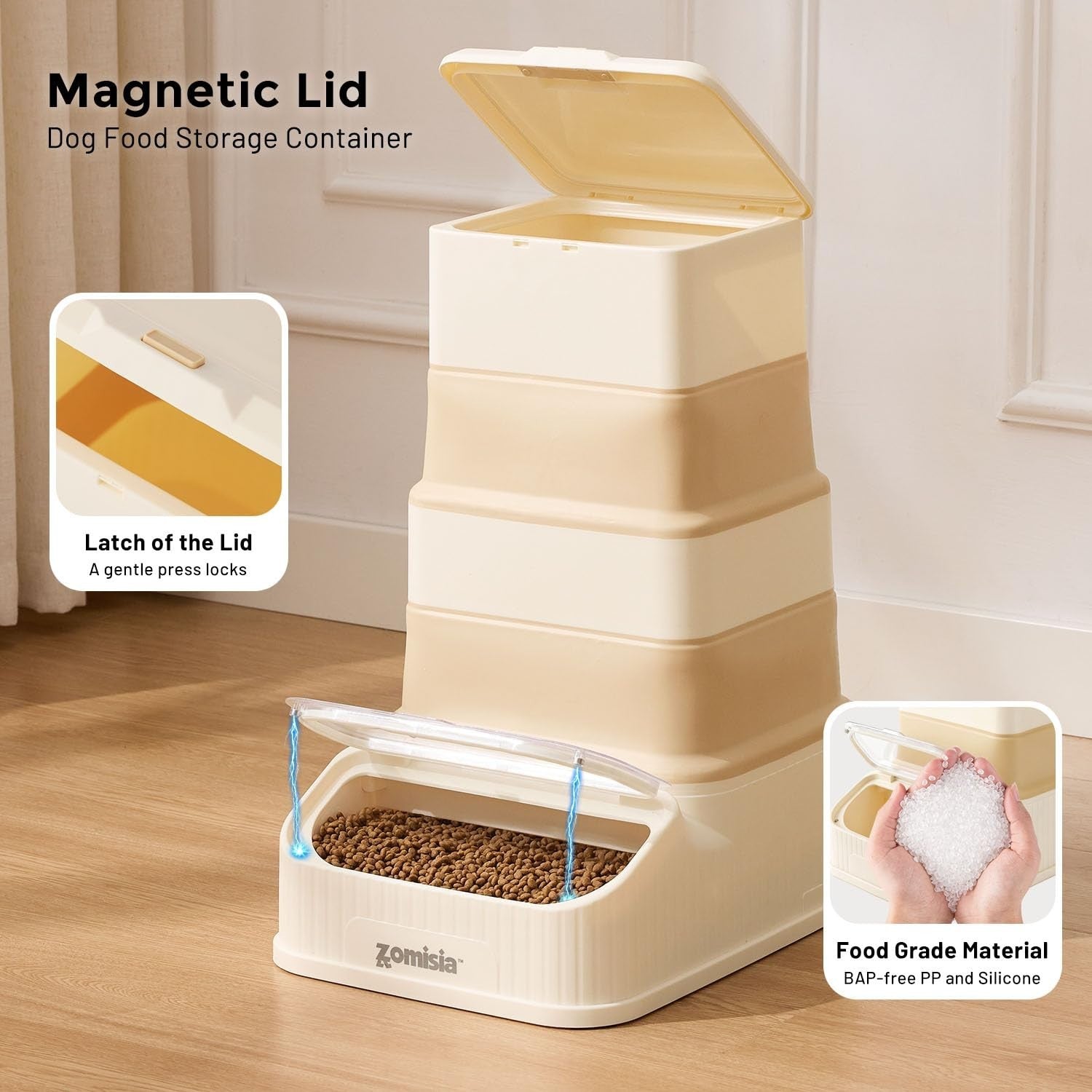 Collapsible Dog Food Storage Container 30 40lbs, FIFO Design, Airtight & Durable3