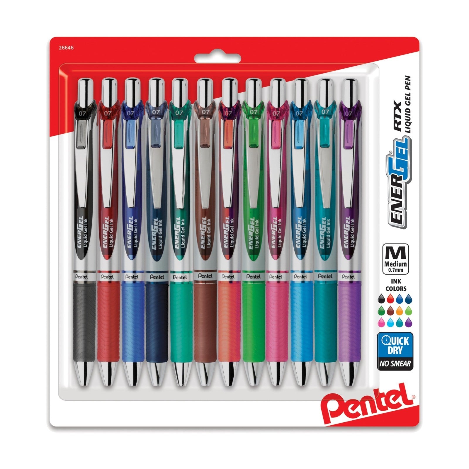 Retractable Liquid Gel Pens 0.7mm, Assorted Colors, Ultimate Writing Set, 12 Pac1
