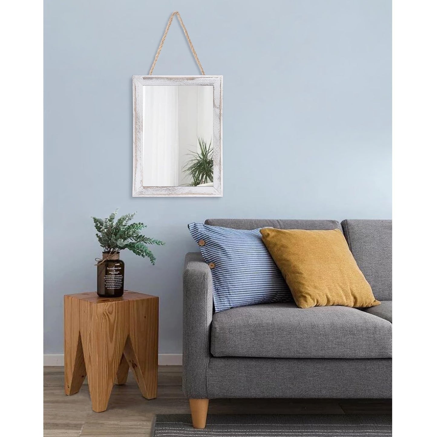 Rustic Wood Framed Wall Mirror - Decorative Hanging Mirror for Farmhouse, Bedroo6