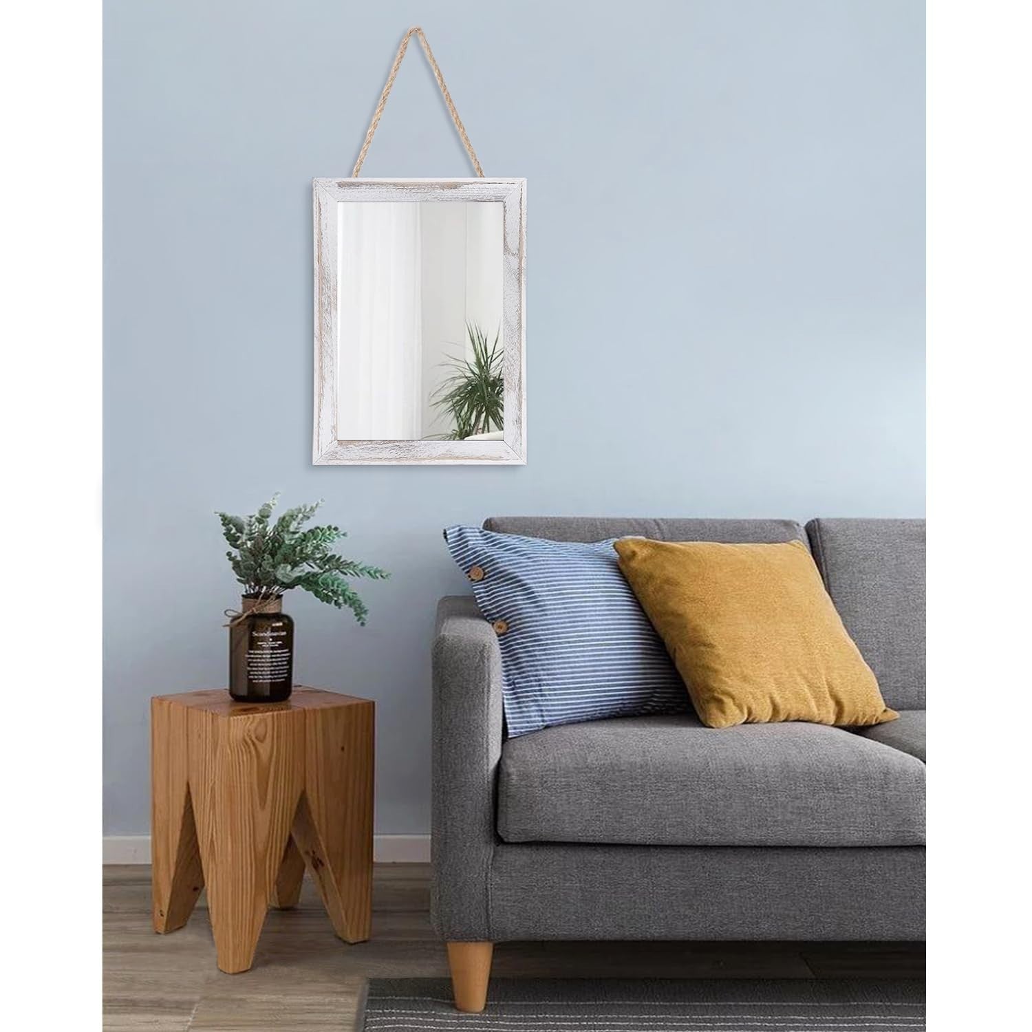 Rustic Wood Framed Wall Mirror - Decorative Hanging Mirror for Farmhouse, Bedroo6