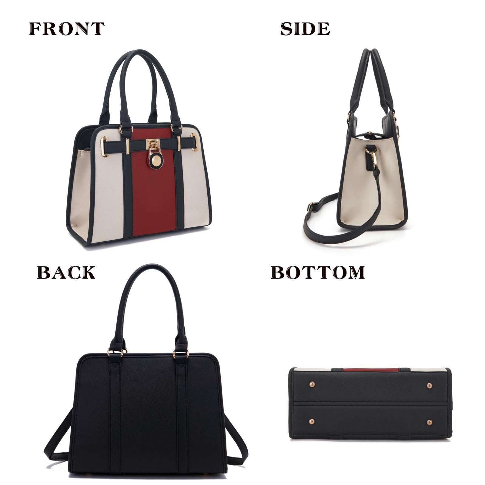 Stylish Structured Satchel Tote Handbag Set for Women with RFID Wallet - Fashion2
