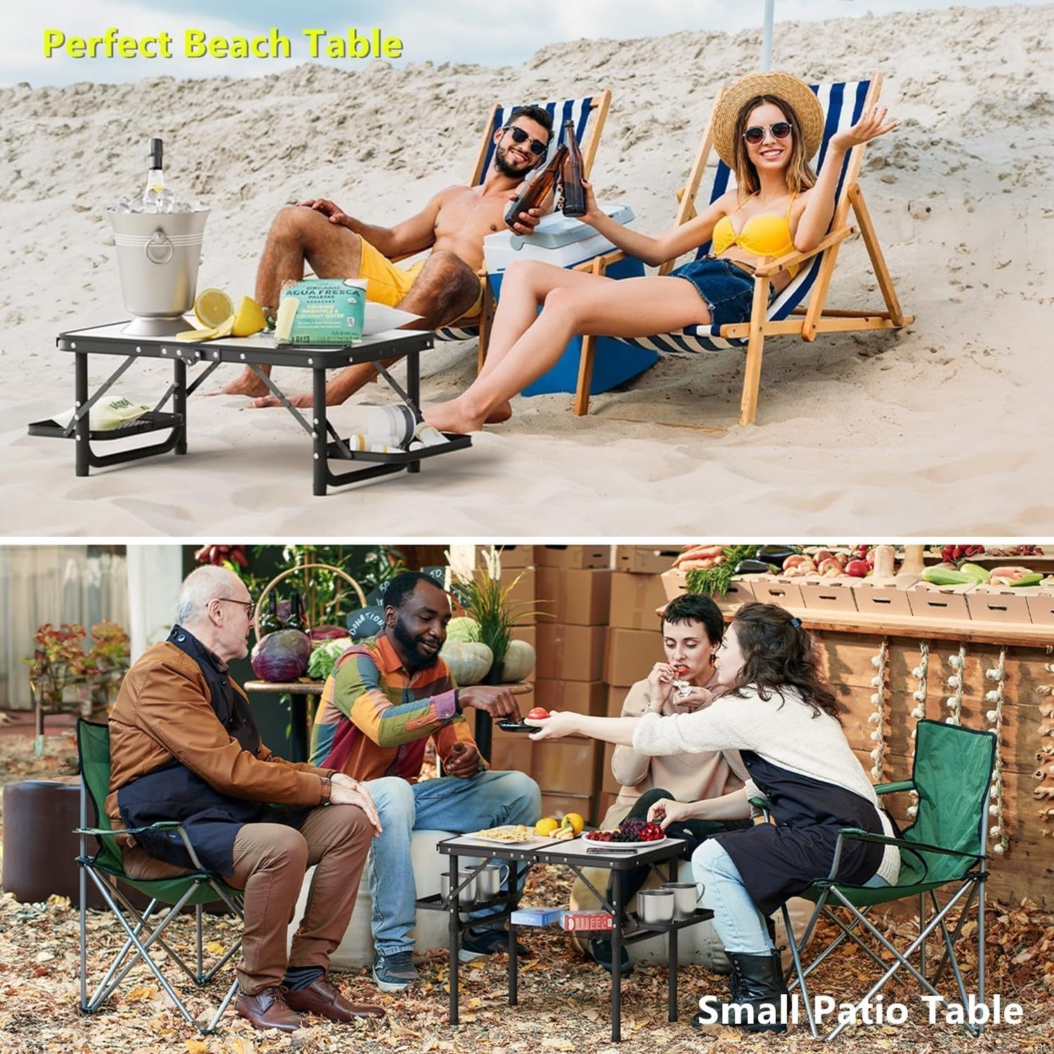 Compact Folding Camping Table 2ft with Storage Bag & Side Racks - Lightweight &7