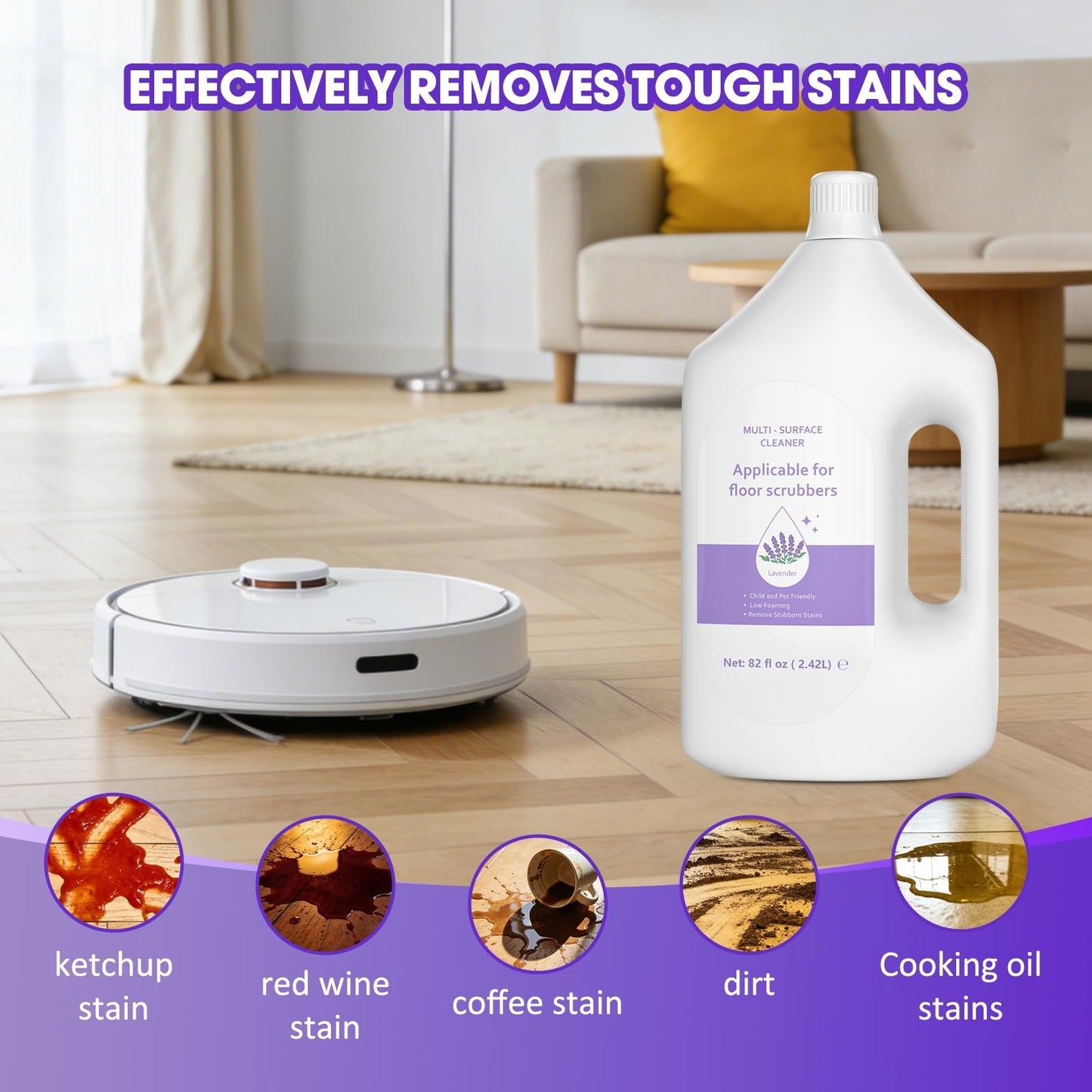 Lavender Scented Floor Cleaner 82 FL OZ - Deep Clean for Hard Floors, Compatible3