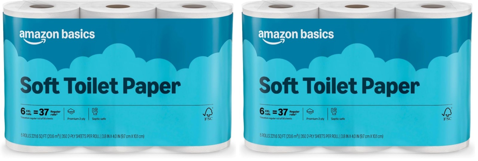 2 Ply Toilet Paper, 12 Mega Rolls (48 Regular Rolls), 350 Sheets/Roll, Unscented0