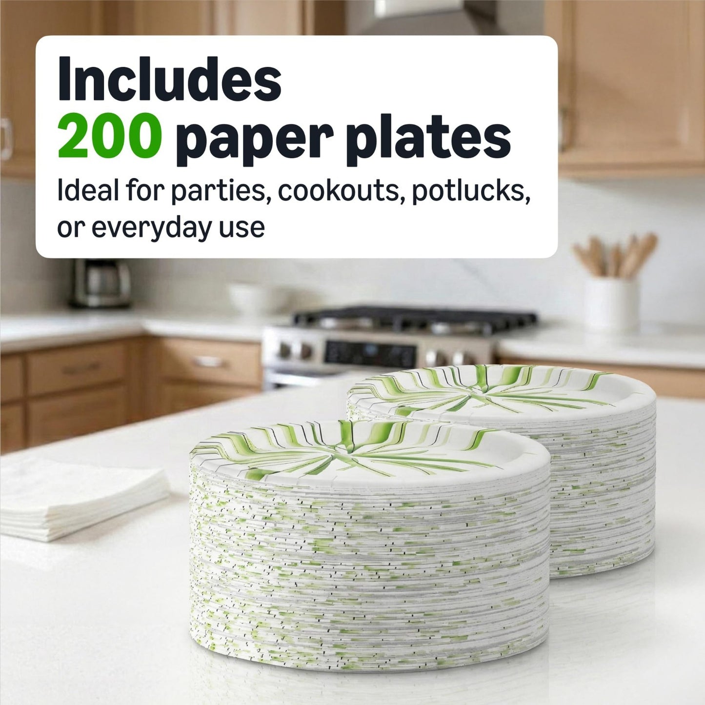 Disposable Paper Plates, 8.62 Inch, 200 Count, Heavy Duty, Eco Friendly, Party S4
