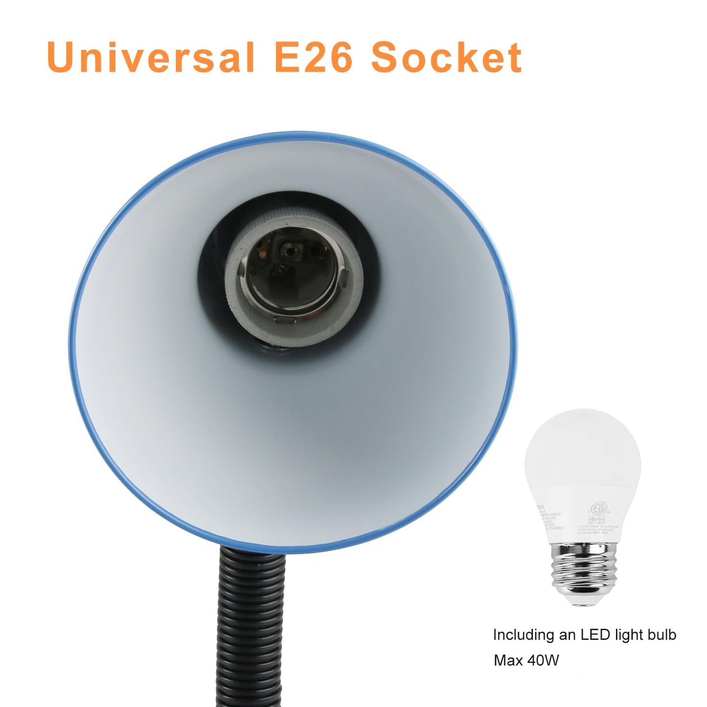 Flexible Gooseneck Desk Lamp with LED Bulb, 6000K Metal Table Lamp for Office &2