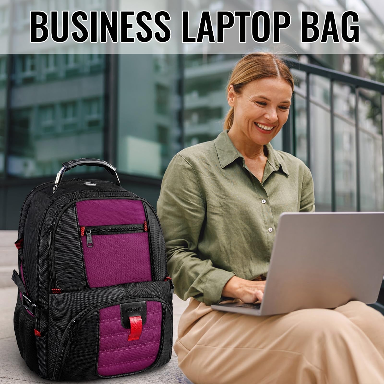 Large Laptop Backpack for Women   Heavy Duty Travel Bag, Stylish & Durable3
