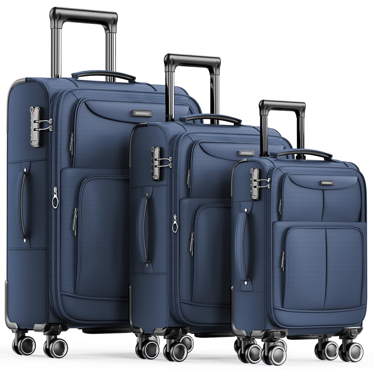 3 Piece Softside Luggage Set - Expandable, Lightweight, 360° Spinner Wheels, TSA1