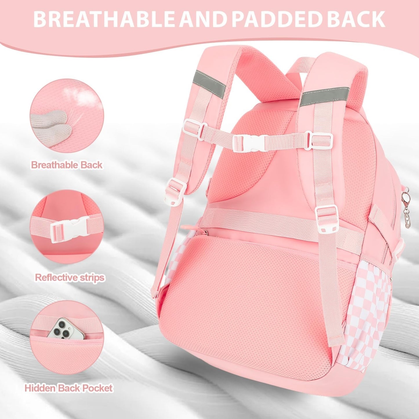 Girls Bow Backpack Set   3PCS with Lunch Bag & Pencil Case, Stylish School Bag5