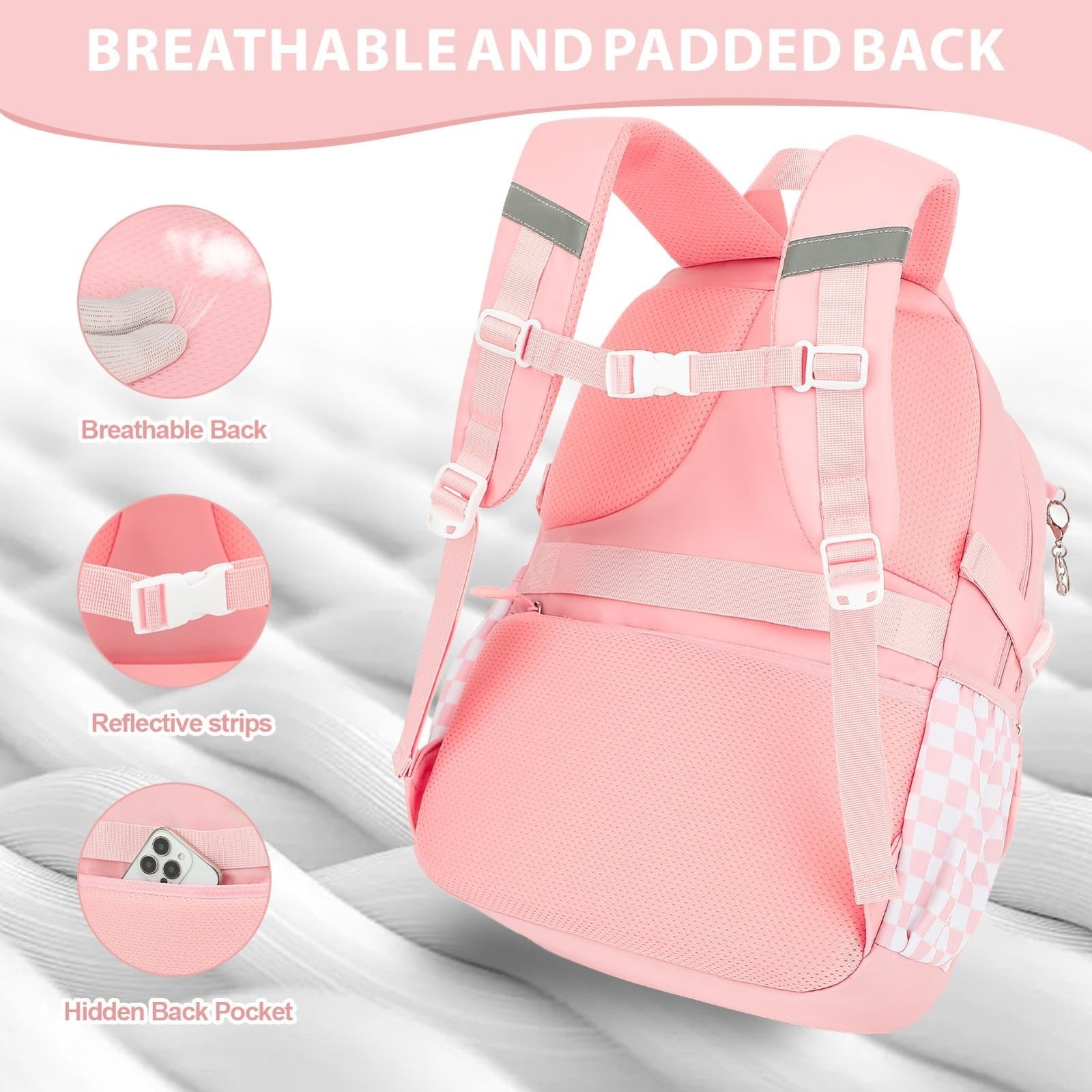 Girls Bow Backpack Set   3PCS with Lunch Bag & Pencil Case, Stylish School Bag5