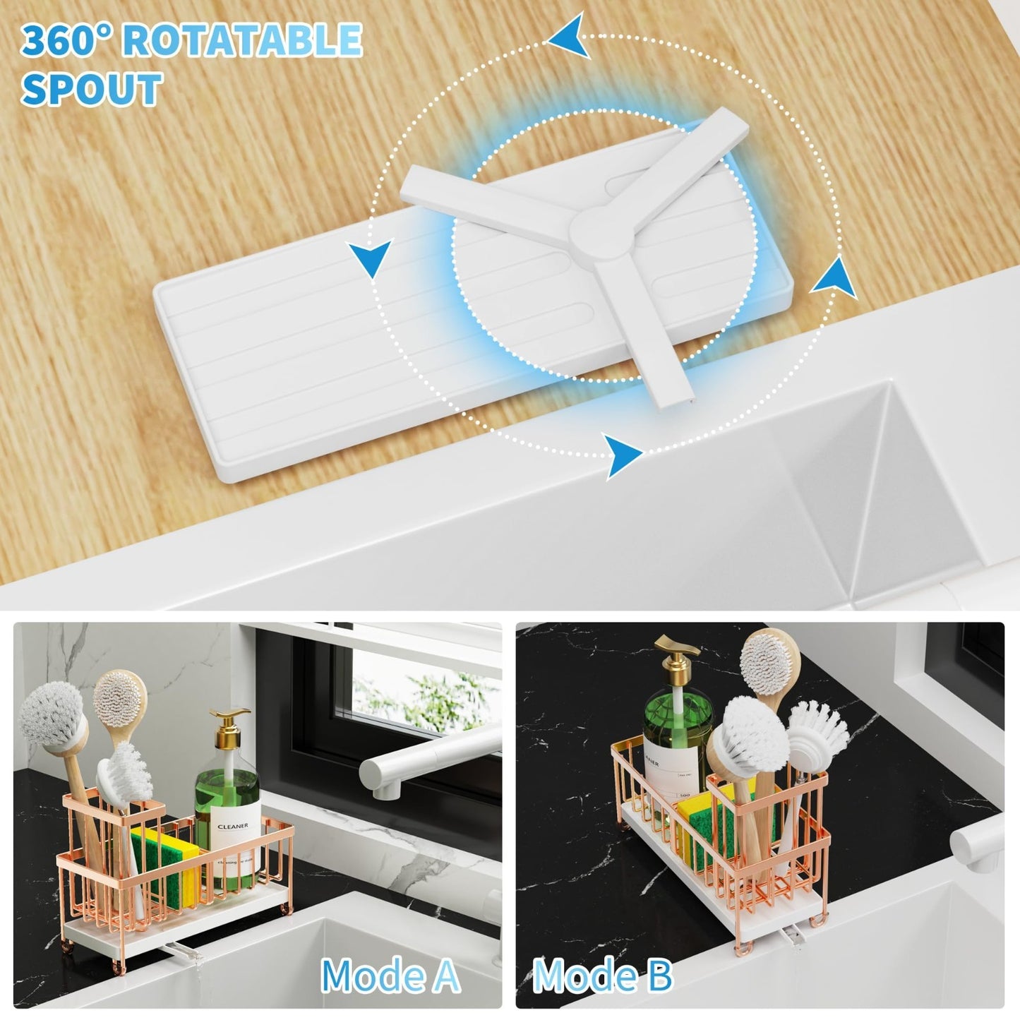Kitchen Sink Caddy Organizer   Rustproof Stainless Steel Sponge Holder, Brush St4