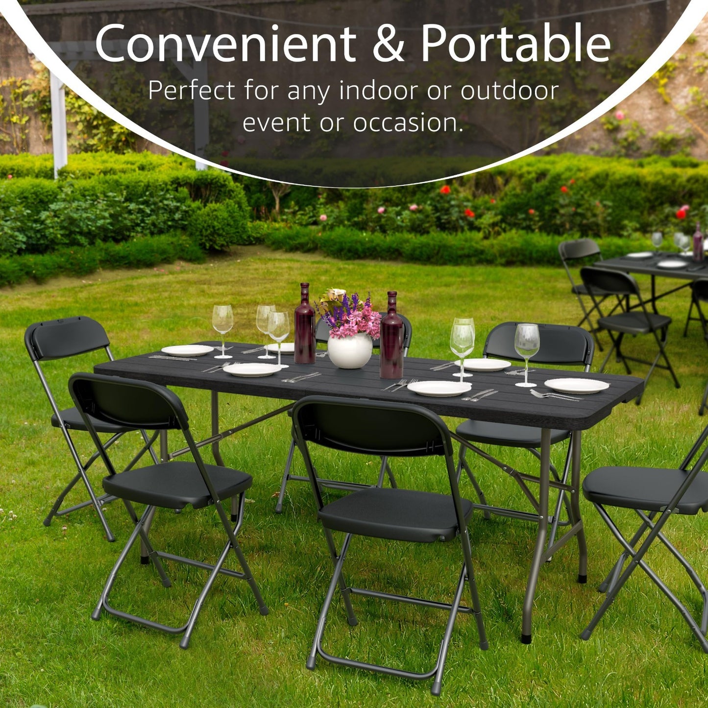 6FT Heavy Duty Folding Table with Handle - Portable for Party, Events, Camping,3