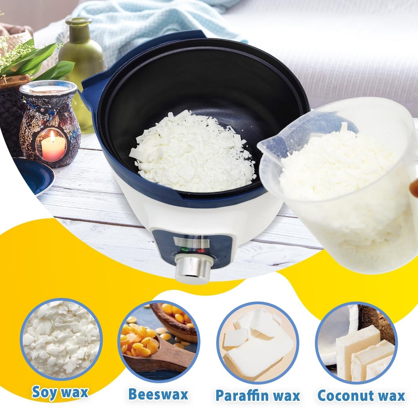 Electric Wax Melting Pot for Candle Making - Digital Temp Control, Non-Stick Spo4