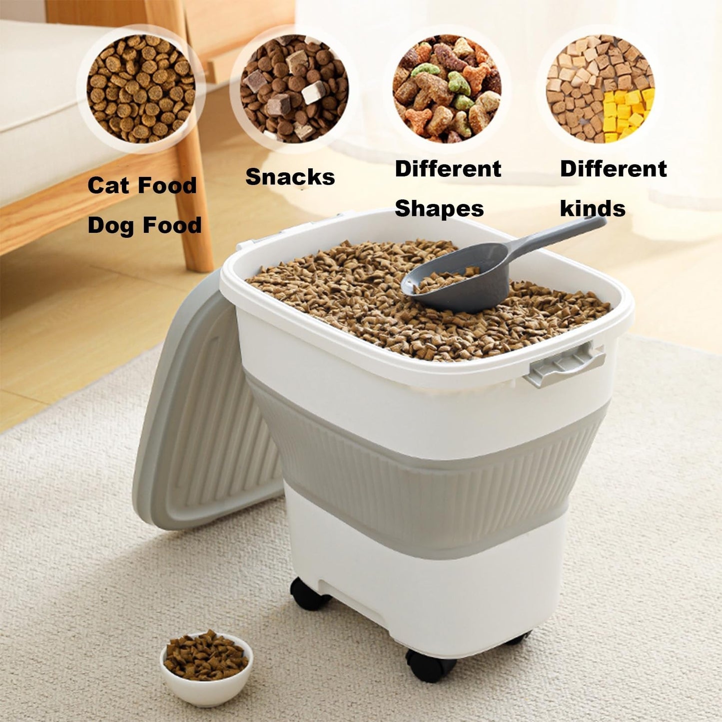 2-Pack 35 lbs Collapsible Dog Food Storage Containers with Scoop - Keep Pet Food2